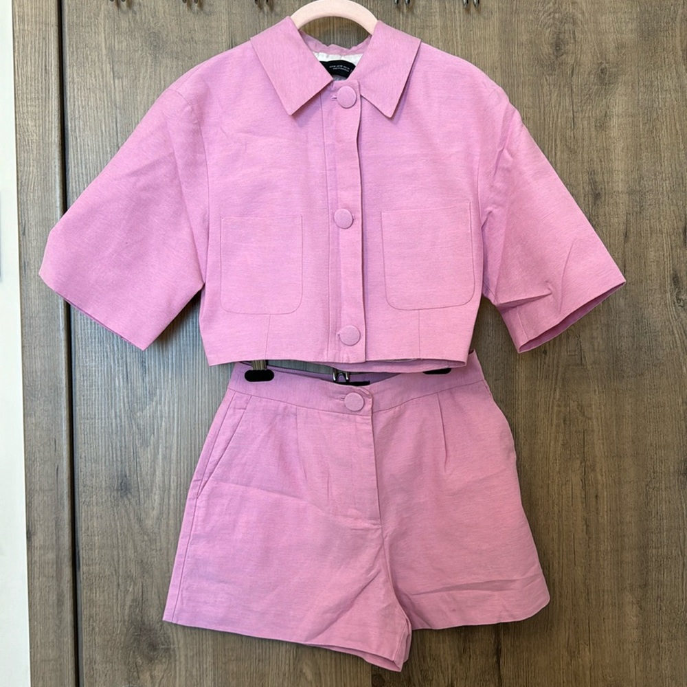 Zara pink suit shorts (size S) and blouse ( size XS)